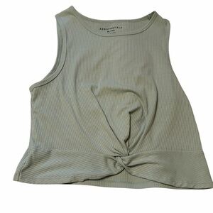 Aeropostale Women's Mint Green-Ribbed Knot-Front Tank Top-Size XL